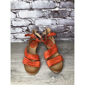 Miz Mooz Cassie Orange Leather Ankle Strap Heeled Sandals Women Sz 39EU/8.5M US
